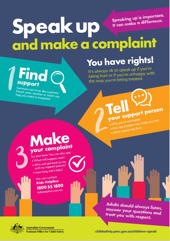 A poster describing how to make a complaint.