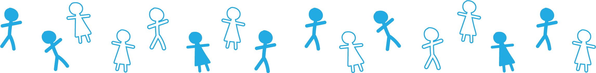 A decorative strip of stick figure people.