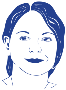 A cartoon illustration of Isabelle (Issy) Crompton's face.